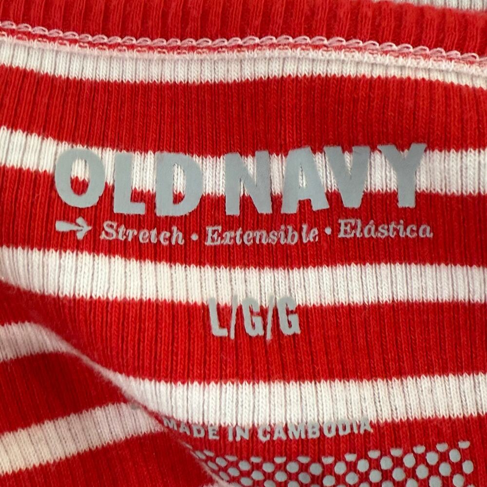 Y2k Red White Striped Lace Ribbed Knit Cami Top Coquette Classic Nautical L - Picture 6 of 8